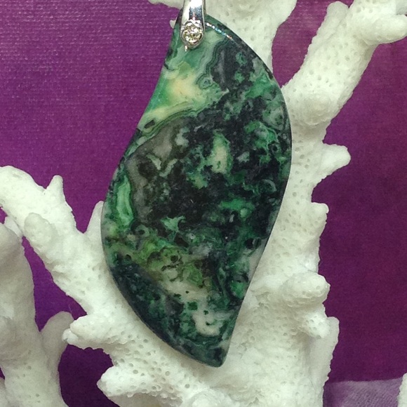 Hand Crafted Jewelry - Unique Shape Agate Necklace on Waxed Cotton Cord